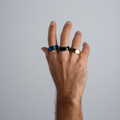 Anillo Deslizante Patrón Relieve Azul