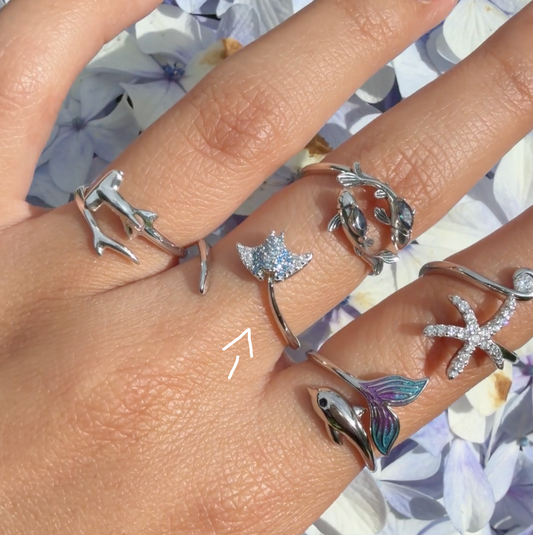 Anillo Plata S925 Mantarraya Pavé Azul