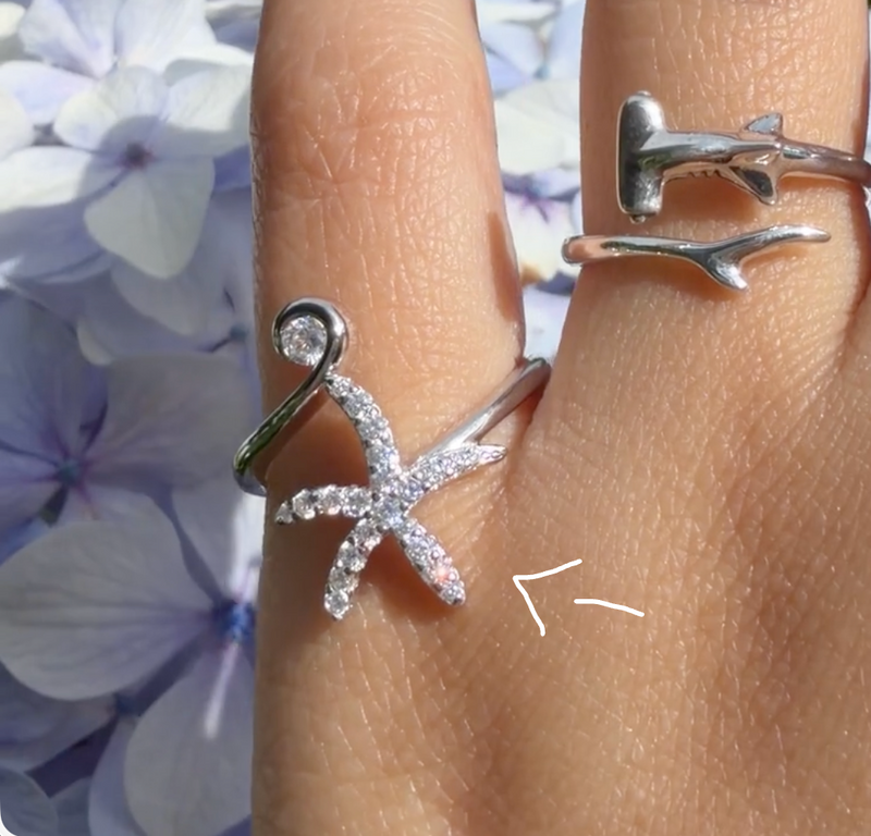 Anillo Plata S925 Estrella de Mar Pavé