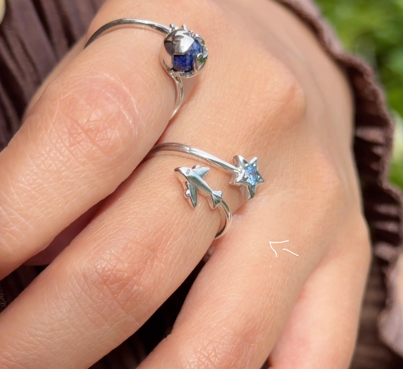 Anillo Plata S925 Avión y Estrella