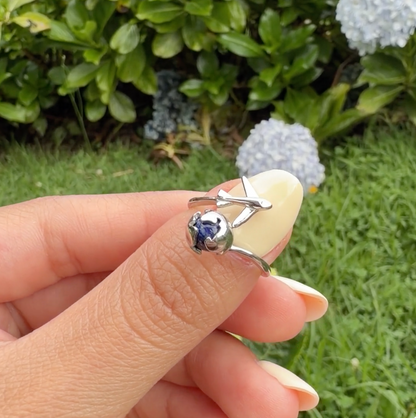 Anillo Plata S925 Planeta y Avión