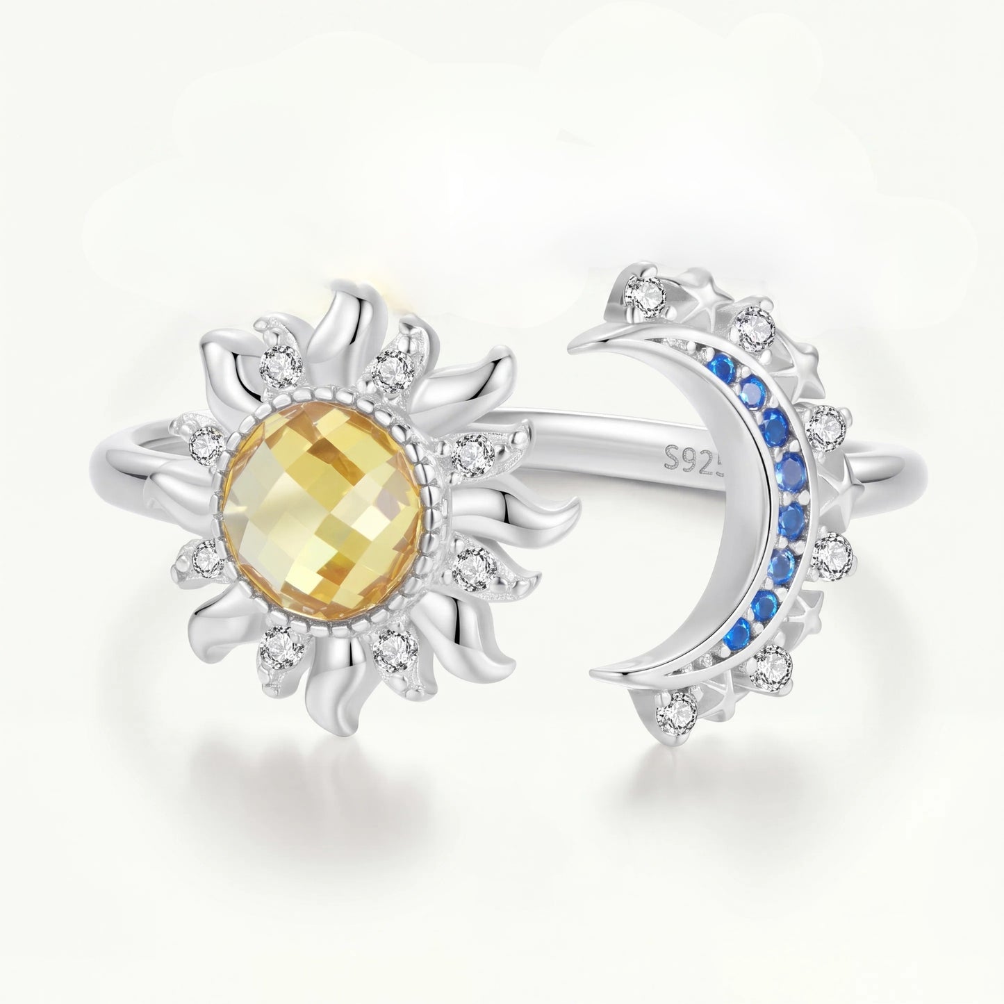 Anillo Plata S925 Sol y Luna