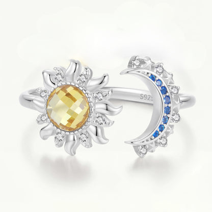 Anillo Plata S925 Sol y Luna