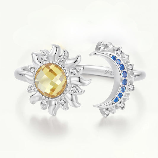 Anillo Plata S925 Sol y Luna