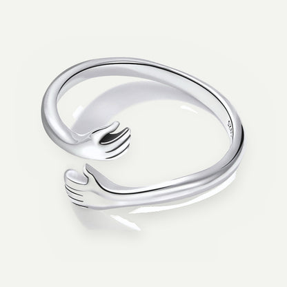 Anillo Plata S925 Manos Abrazo – detalle