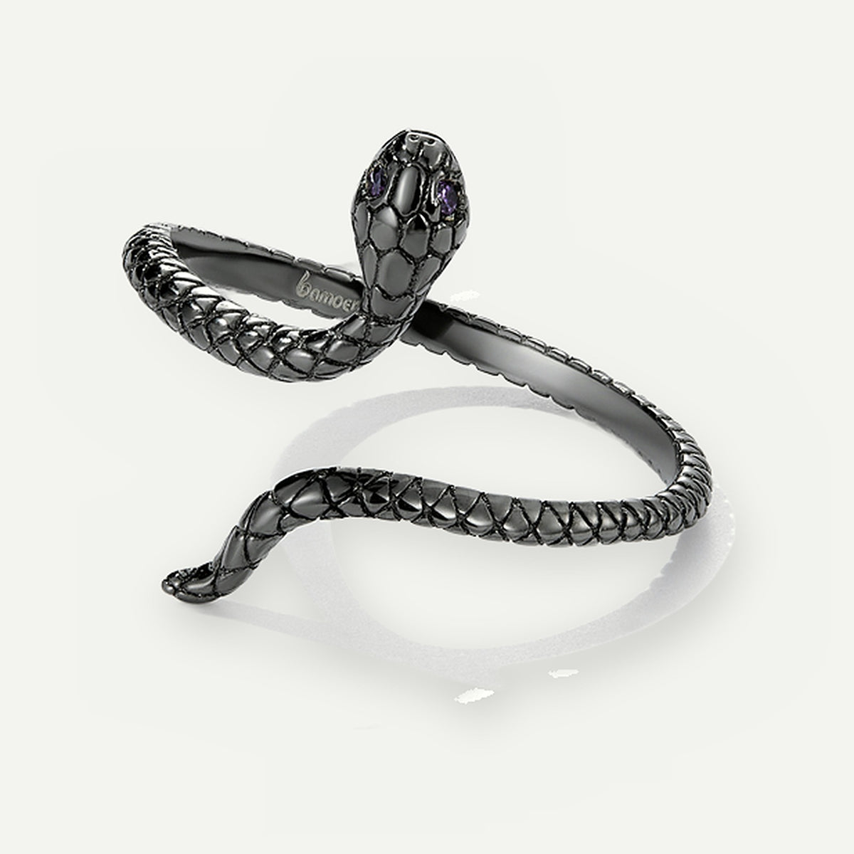 Anillo Negro Plata S925 Serpiente Mística – detalle