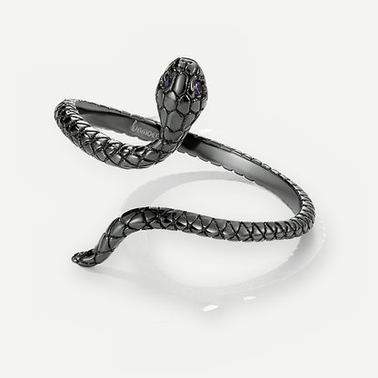 Anillo Negro Plata S925 Serpiente Mística – detalle