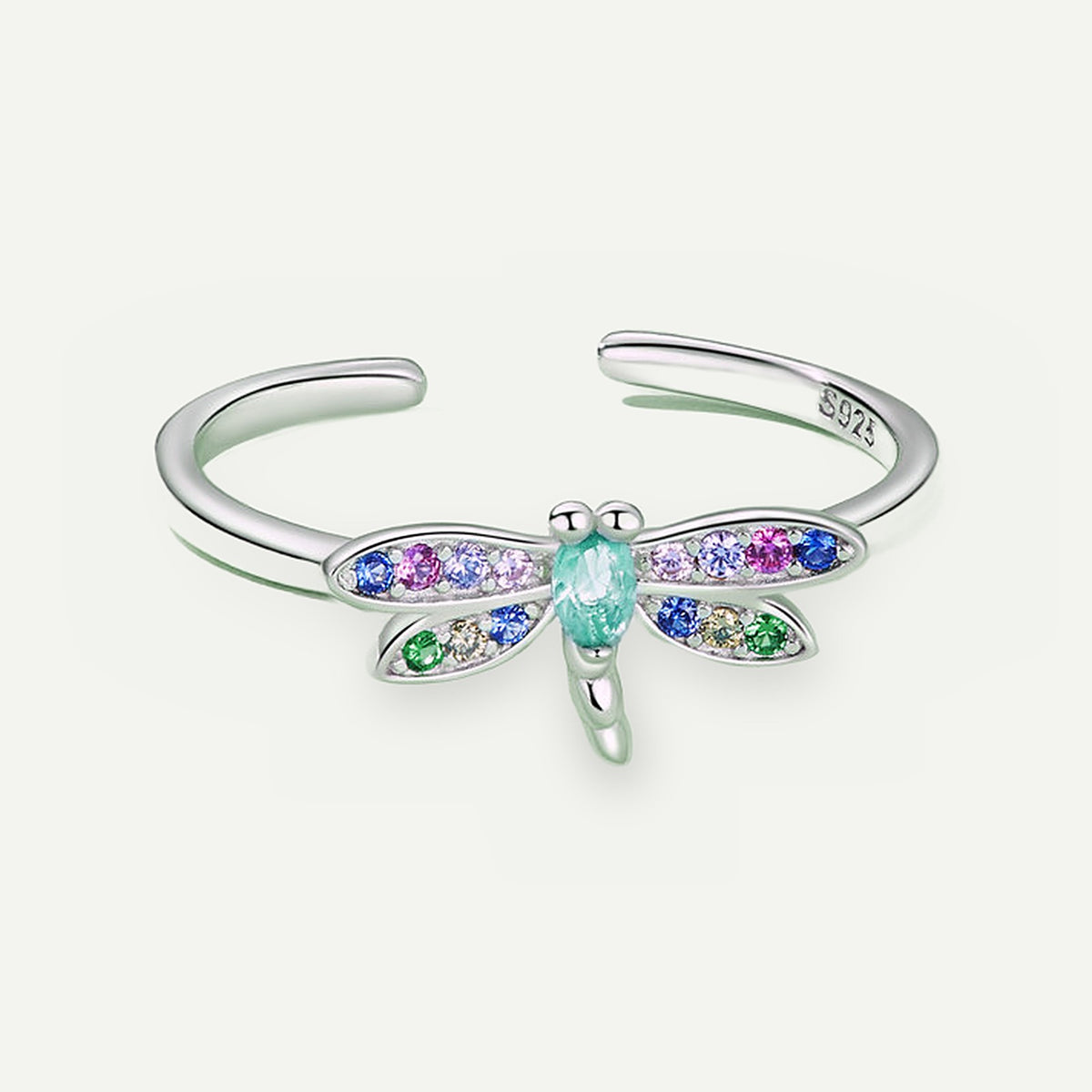 Anillo Plata S925 Libélula Multicolor – detalle