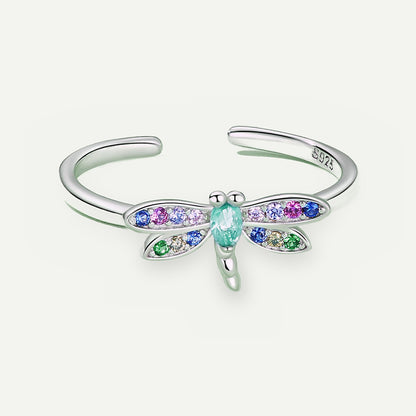 Anillo Plata S925 Libélula Multicolor – detalle