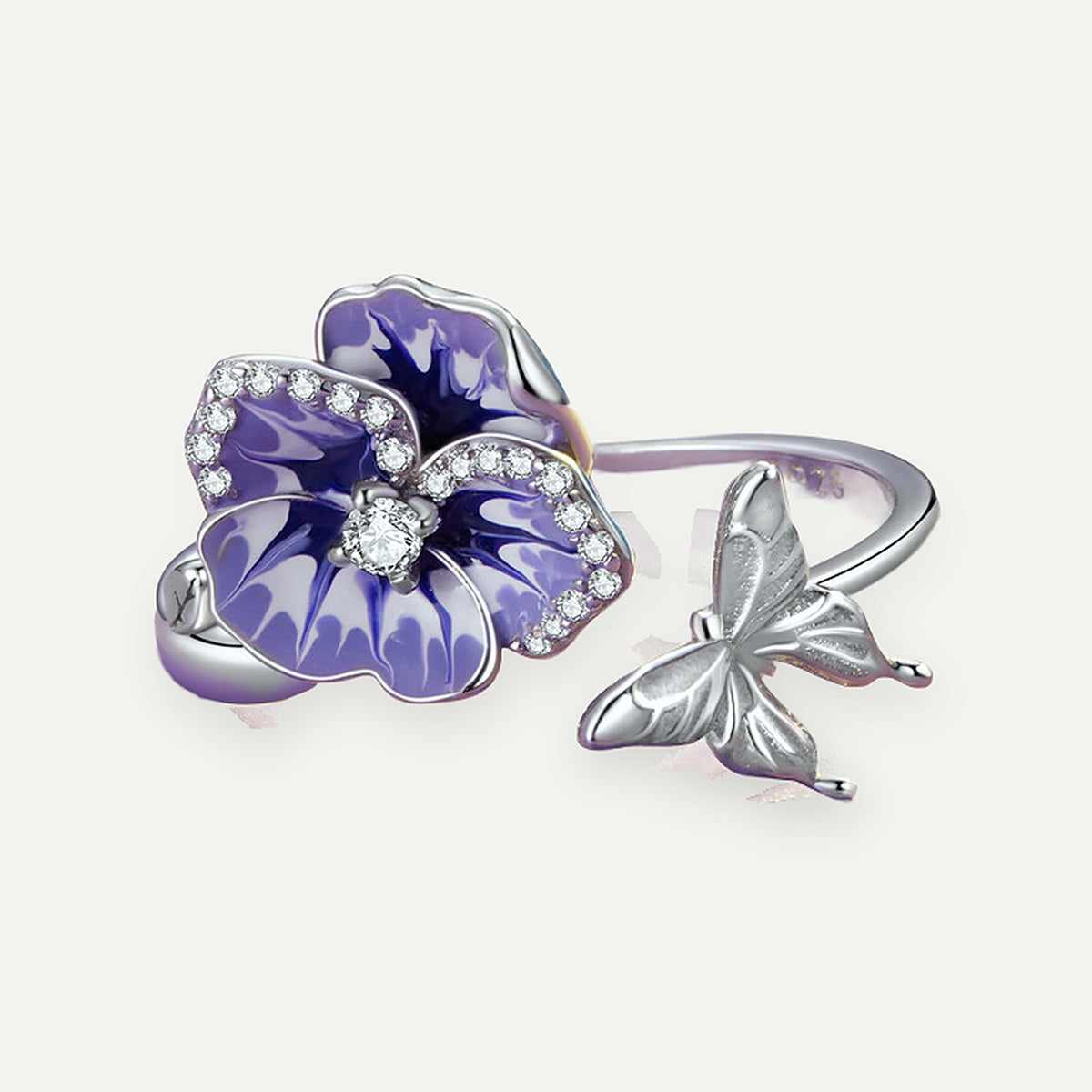 Anillo Plata S925 Pensamiento Lila – detalle