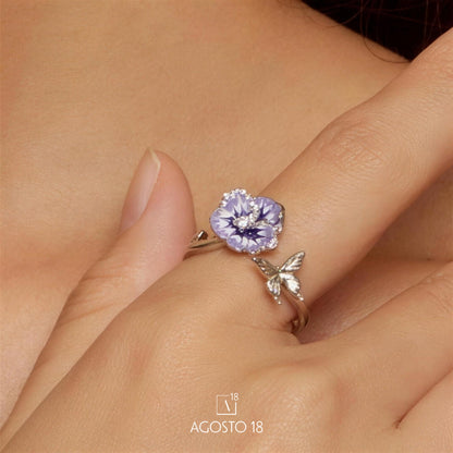 Anillo Plata S925 Pensamiento Lila – así se ve puesto