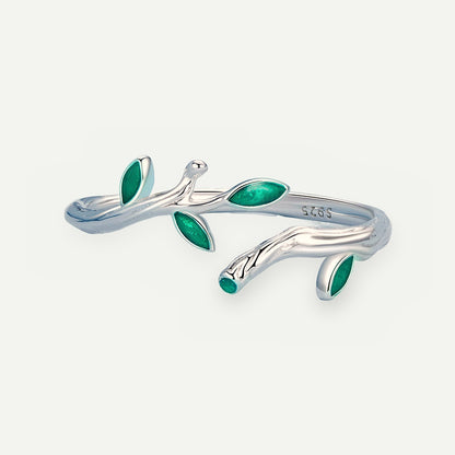 Anillo Plata S925 Ramita Verde – detalle