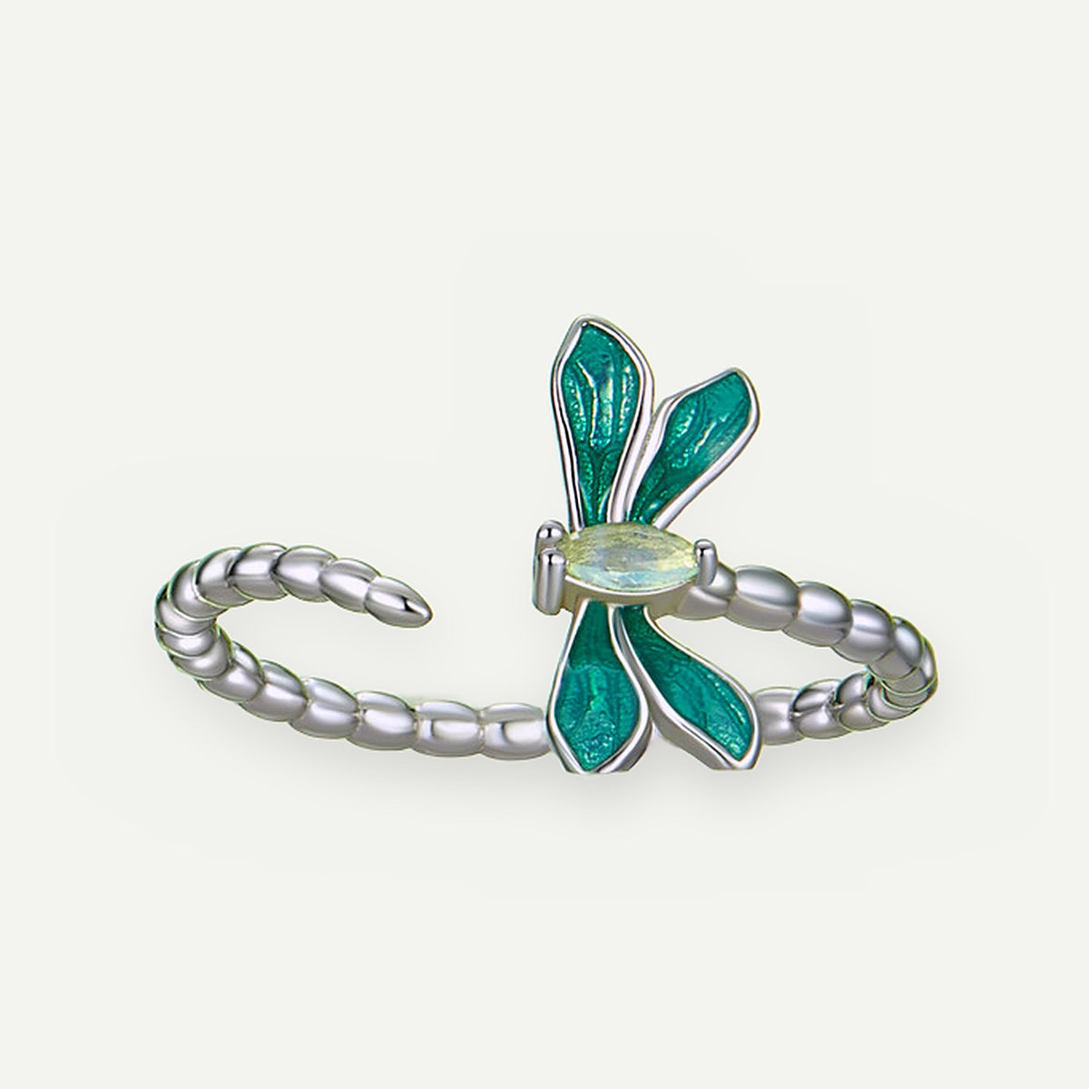 Anillo Plata S925 Libélula Ópalo Verde – detalle