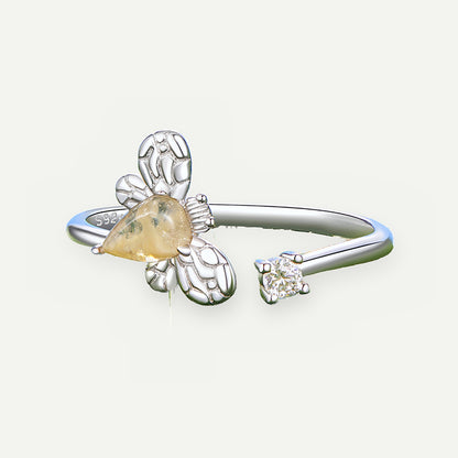 Anillo Plata S925 Abeja y Jade – detalle