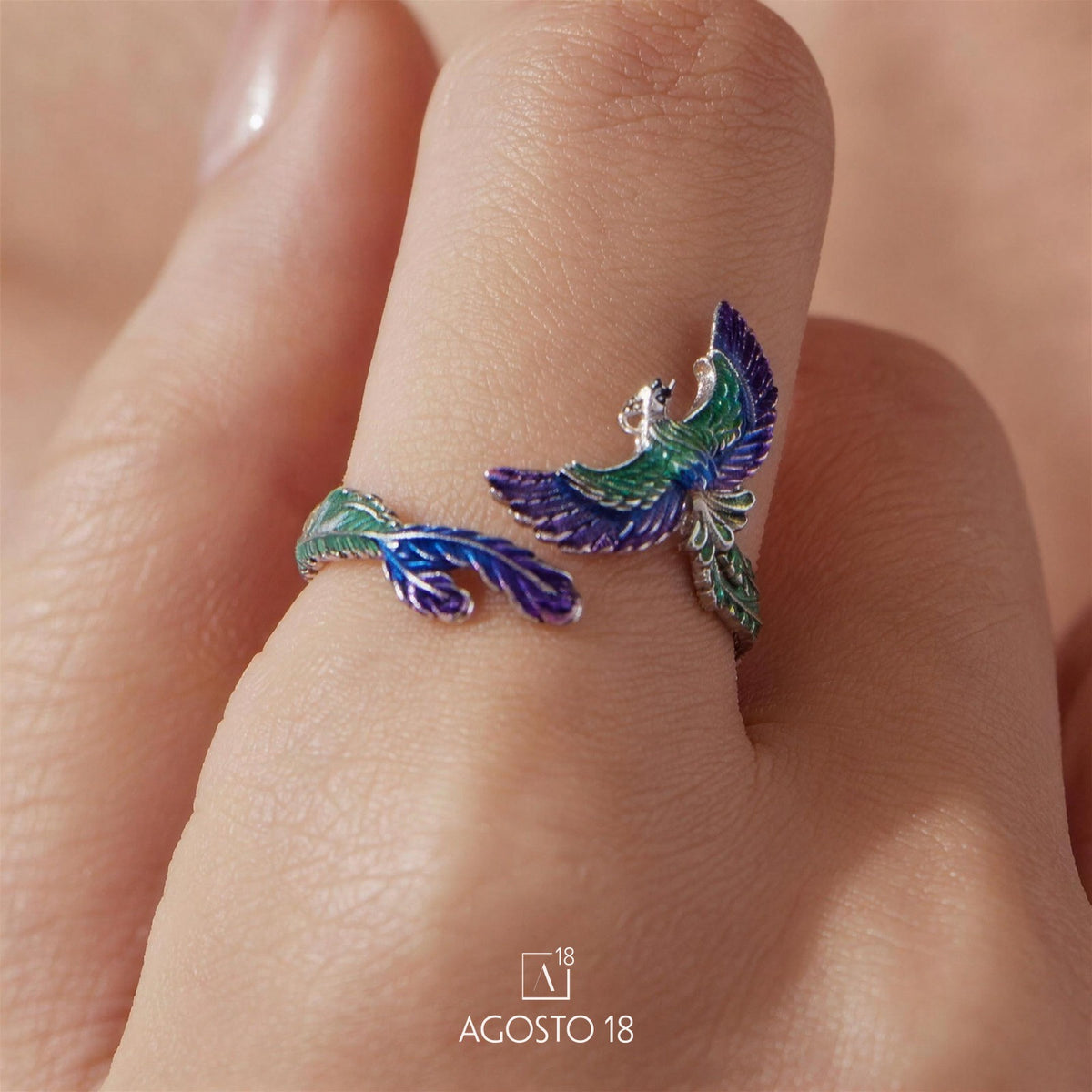 Anillo Plata S925 Fénix Morado – así se ve puesto