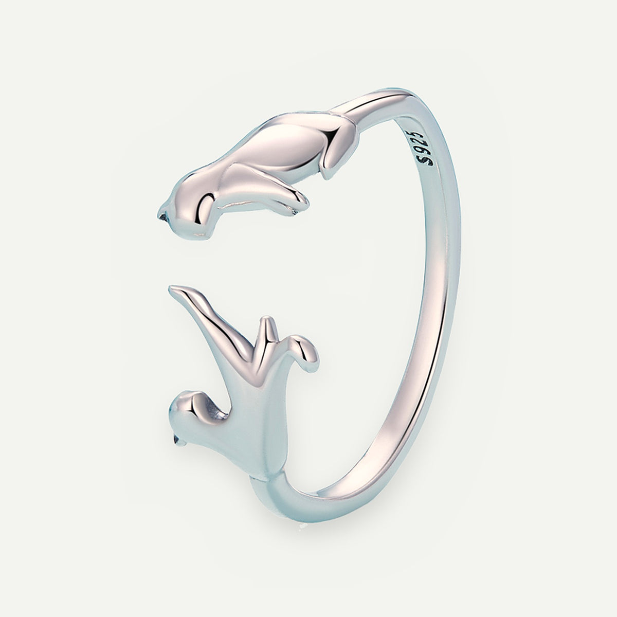 Anillo Plata S925 Gatitos Frente a Frente – detalle