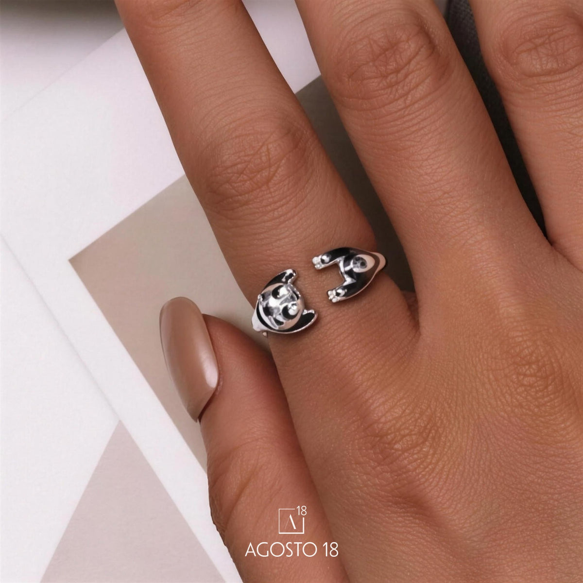 Anillo Plata S925 Panda – así se ve puesto