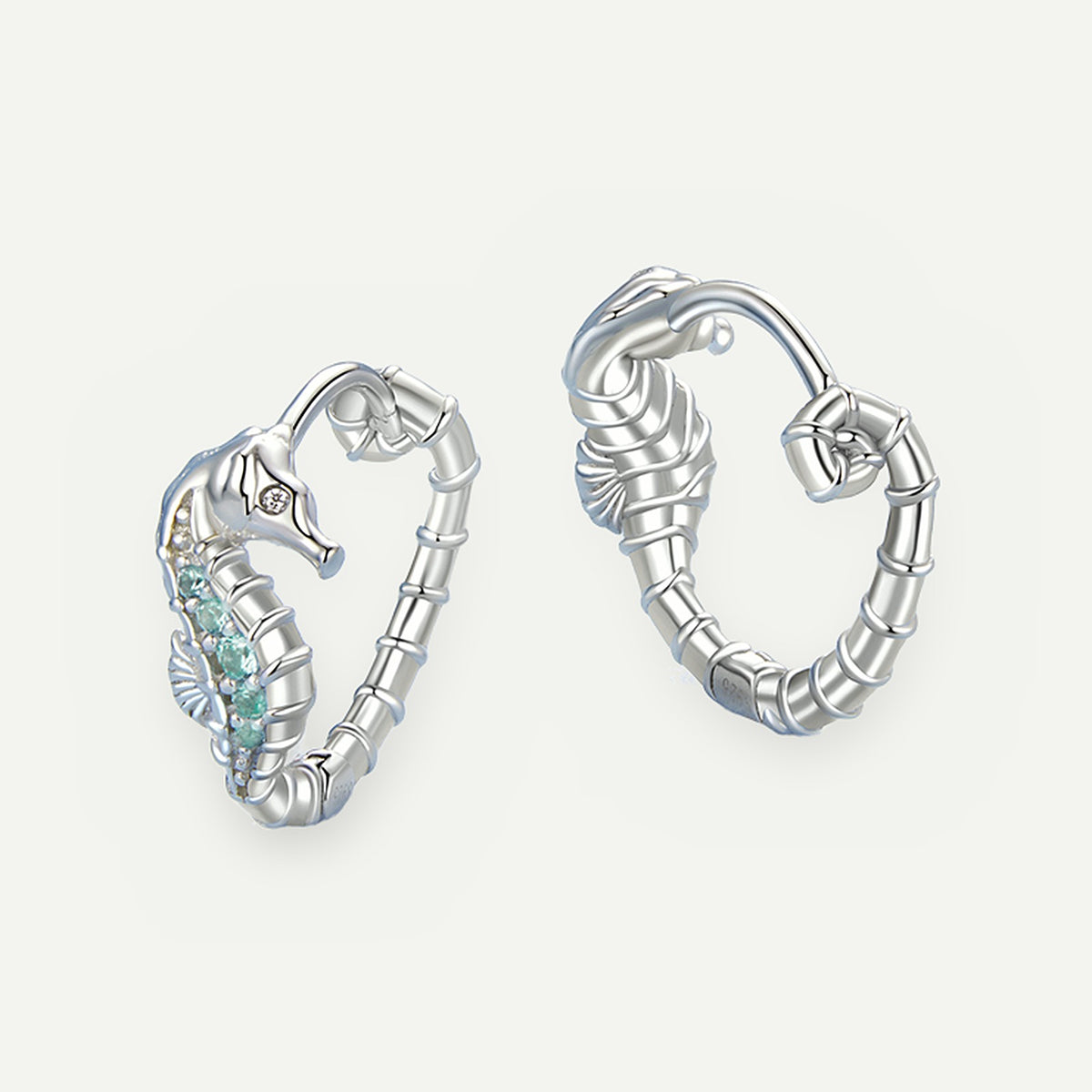 Aretes Argolla Plata S925 Caballito de Mar – detalle