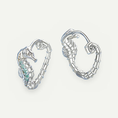 Aretes Argolla Plata S925 Caballito de Mar – detalle