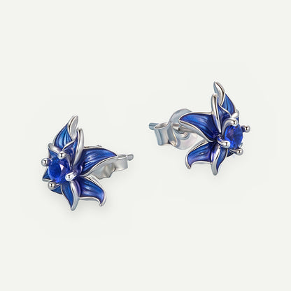 Aretes Plata S925 Flor de Loto Azul – detalle