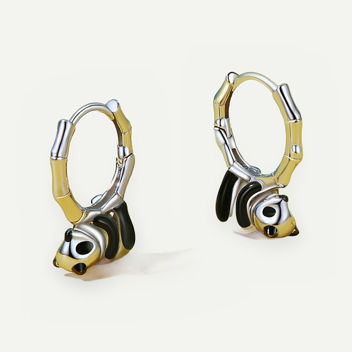 Aretes Argolla Plata S925 Panda – detalle