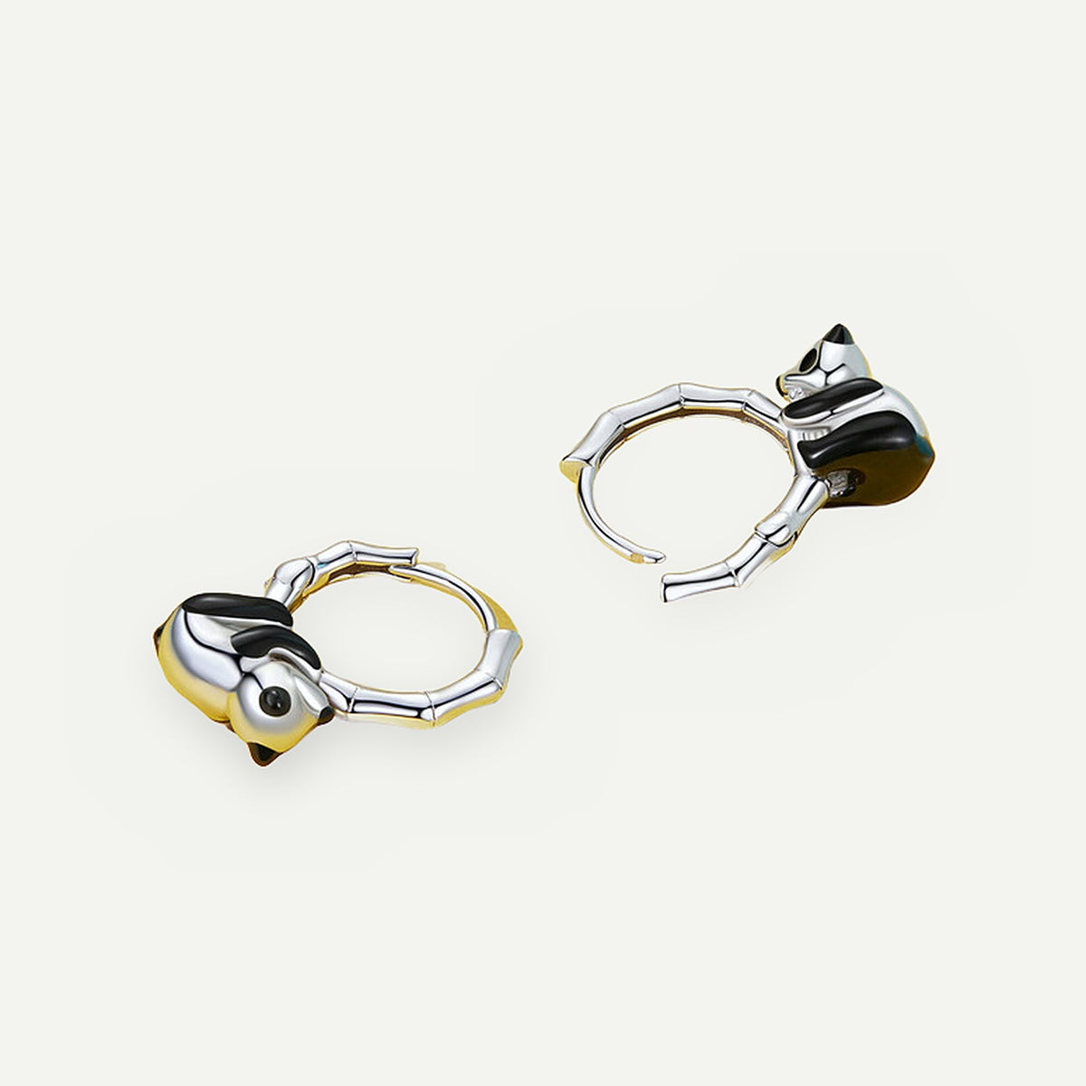 Aretes Argolla Plata S925 Panda – detalle