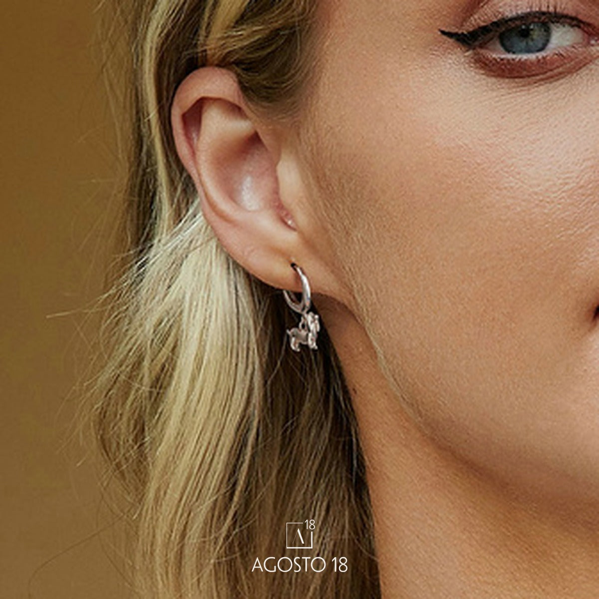 Aretes Argolla Plata S925 Salchicha – así se ve puesto