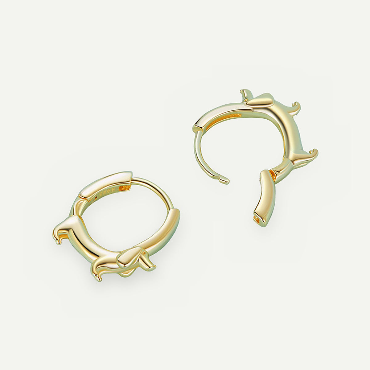 Aretes Argolla Dorados Plata S925 Salchicha – detalle