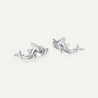 Aretes Plata S925 Tiburón Martillo – detalle