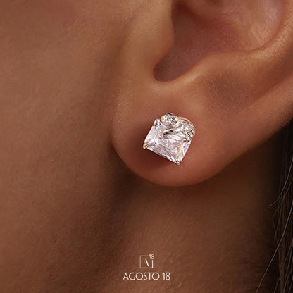 Aretes Plata S925 Cristal Cuadrado – así se ve puesto