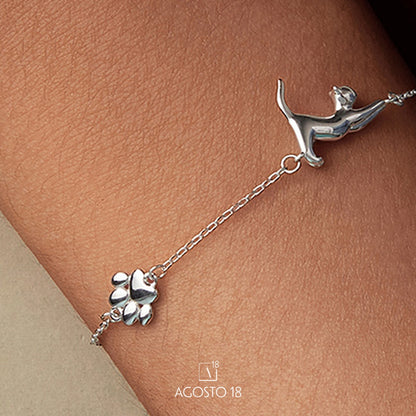 Pulsera Plata S925 Gato y Pata – así se ve puesto