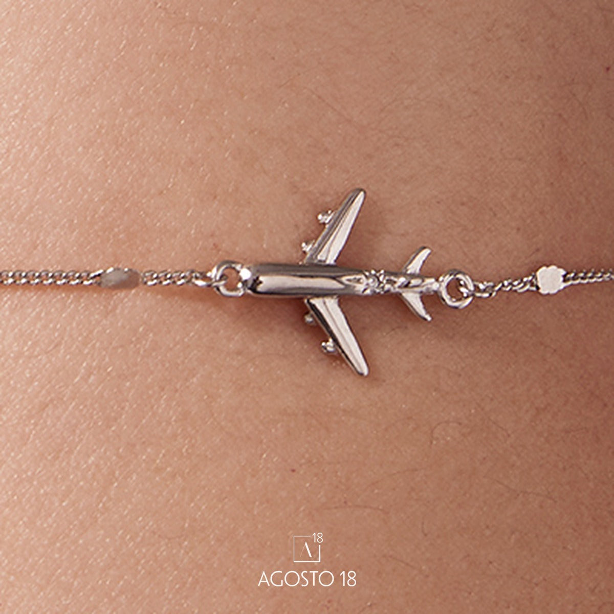 Pulsera Plata S925 Avión – así se ve puesto