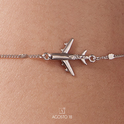 Pulsera Plata S925 Avión – así se ve puesto