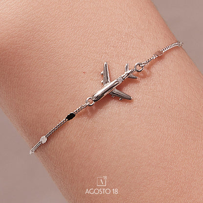 Pulsera Plata S925 Avión – así se ve puesto