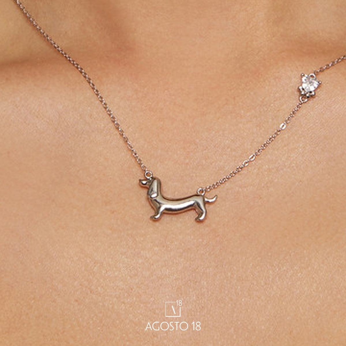 Collar Plata S925 Salchicha – así se ve puesto