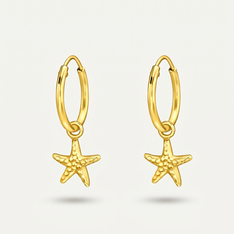 Aretes Estrella de Mar Dorados Plata S925