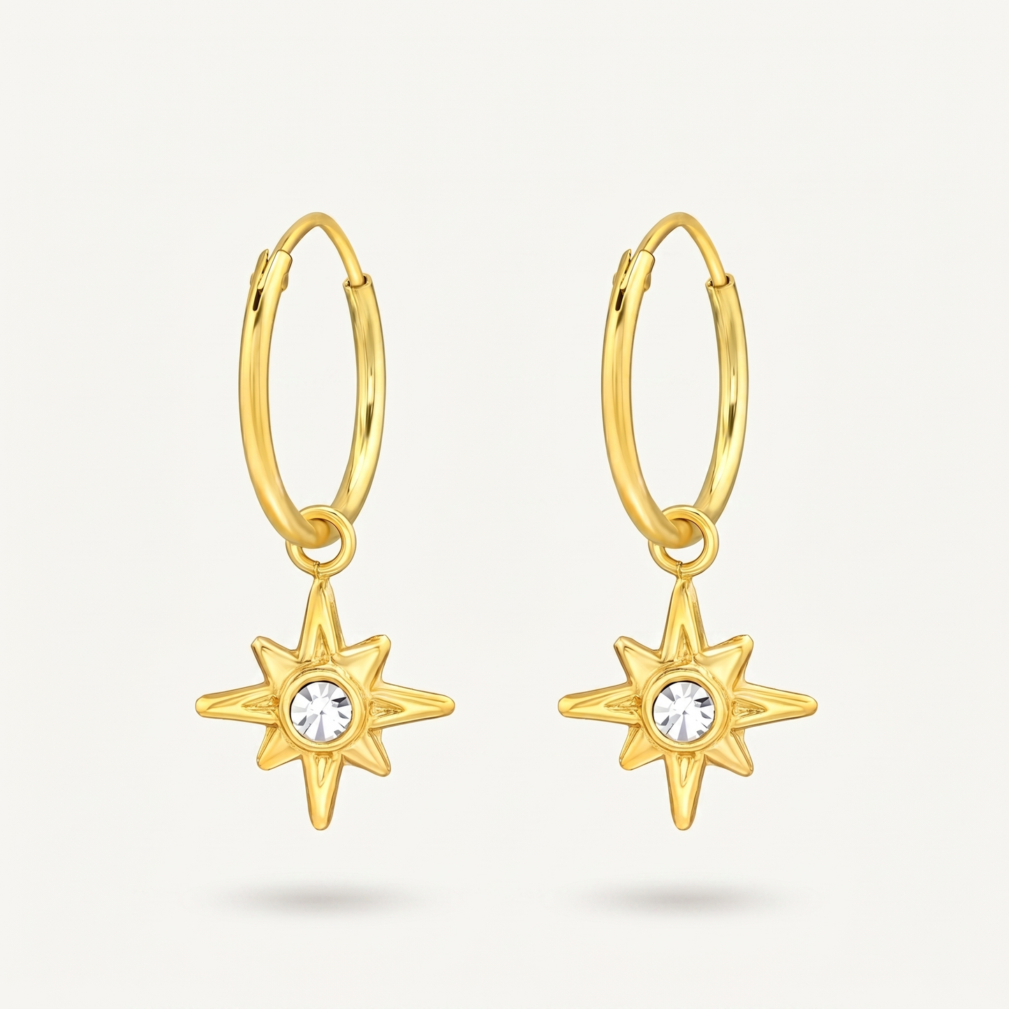 Aretes Estrella Ocho Puntas Dorados Plata S925