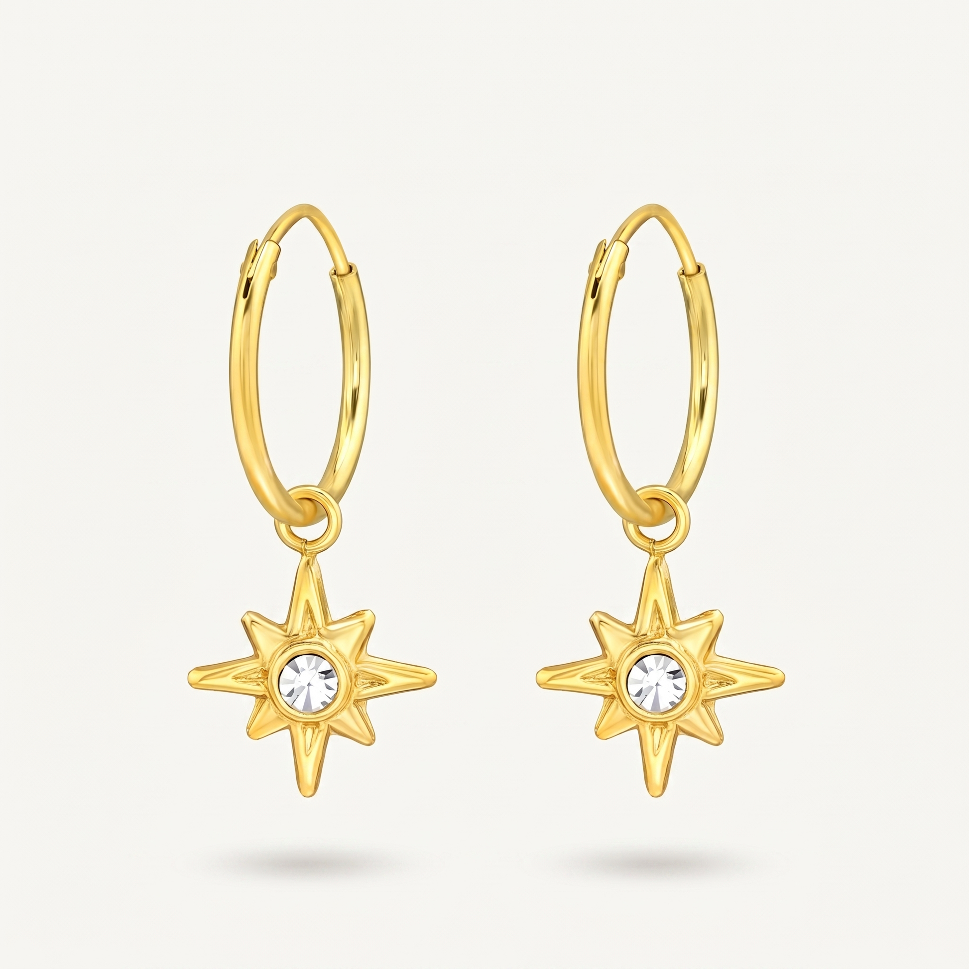 Aretes Estrella Ocho Puntas Dorados Plata S925