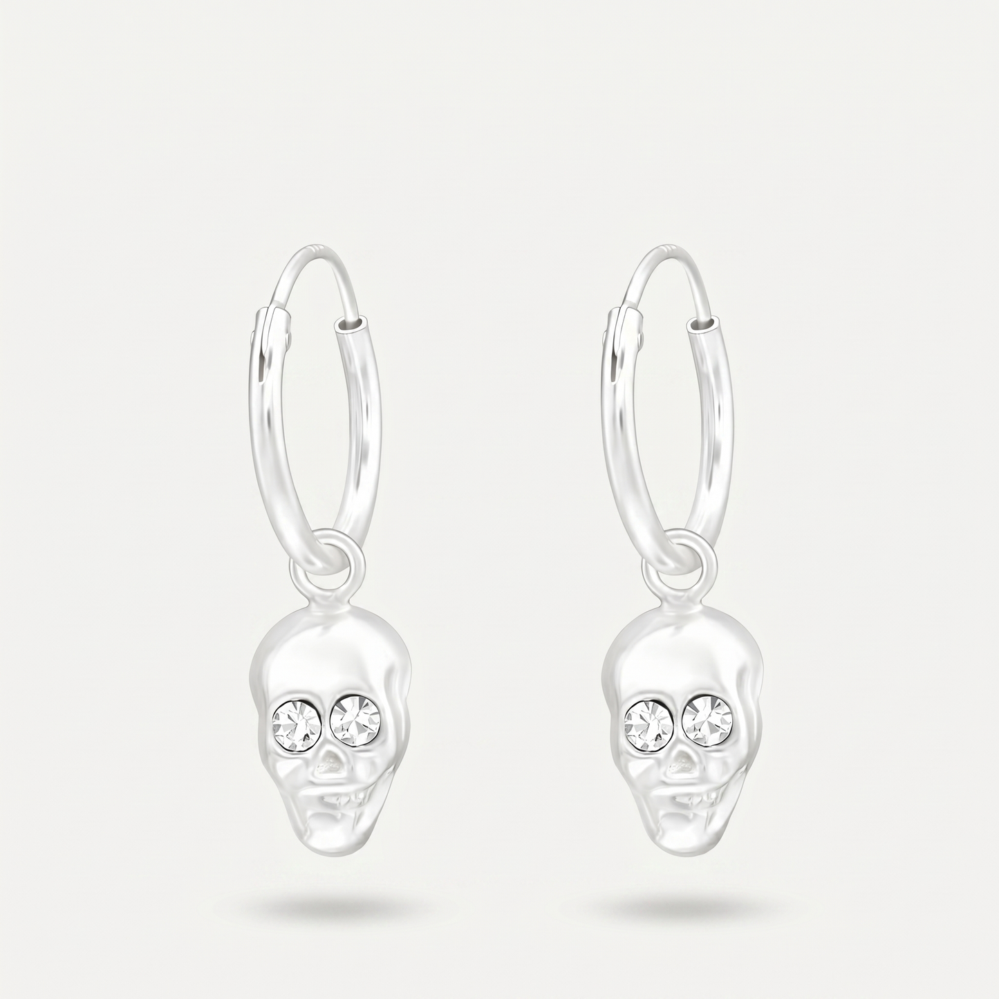 Aretes Calavera Cristal Plata S925