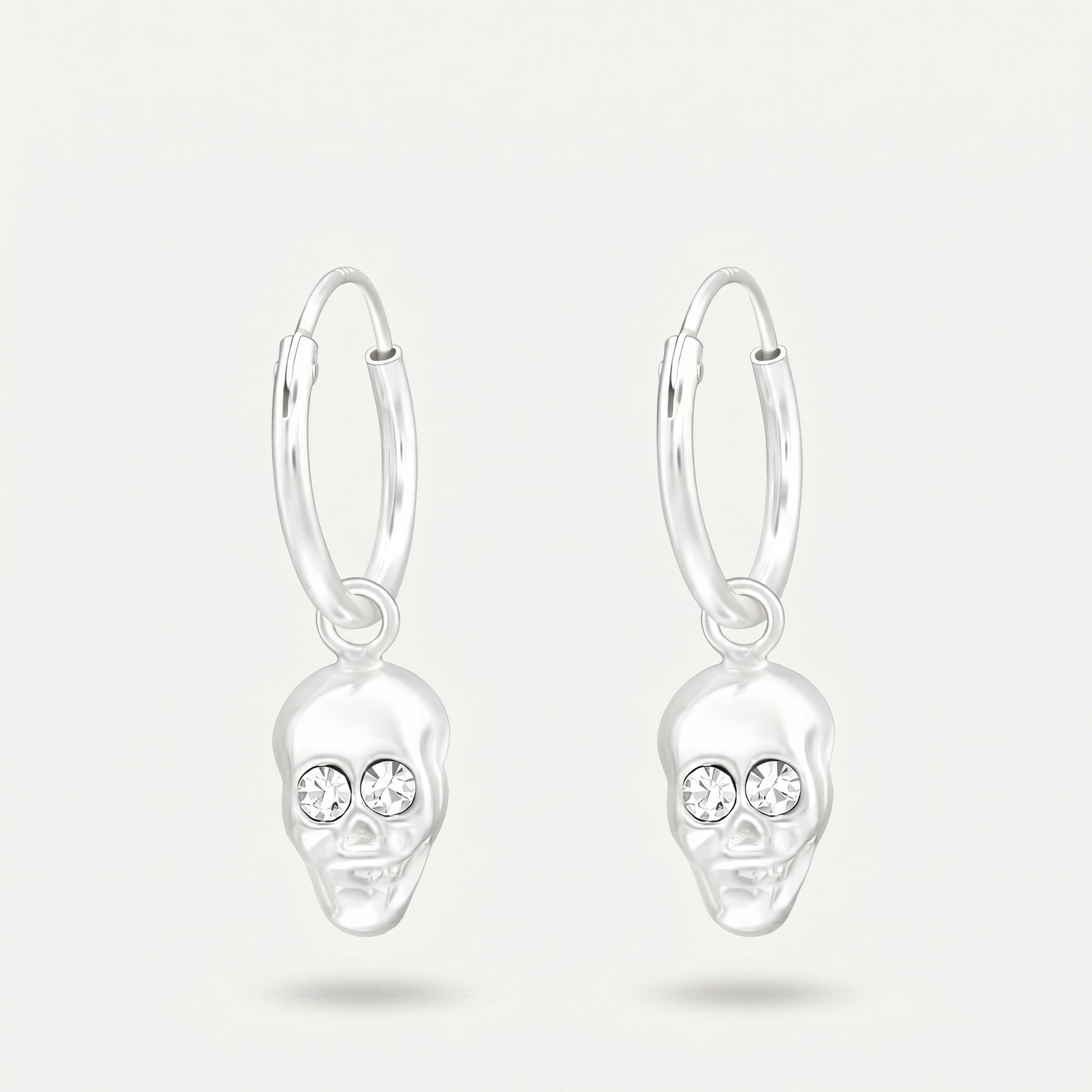 Aretes Calavera Cristal Plata S925