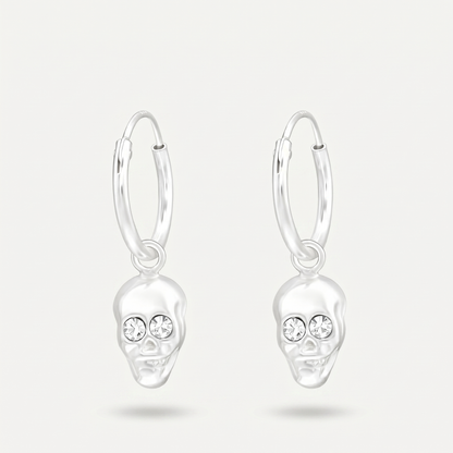 Aretes Calavera Cristal Plata S925