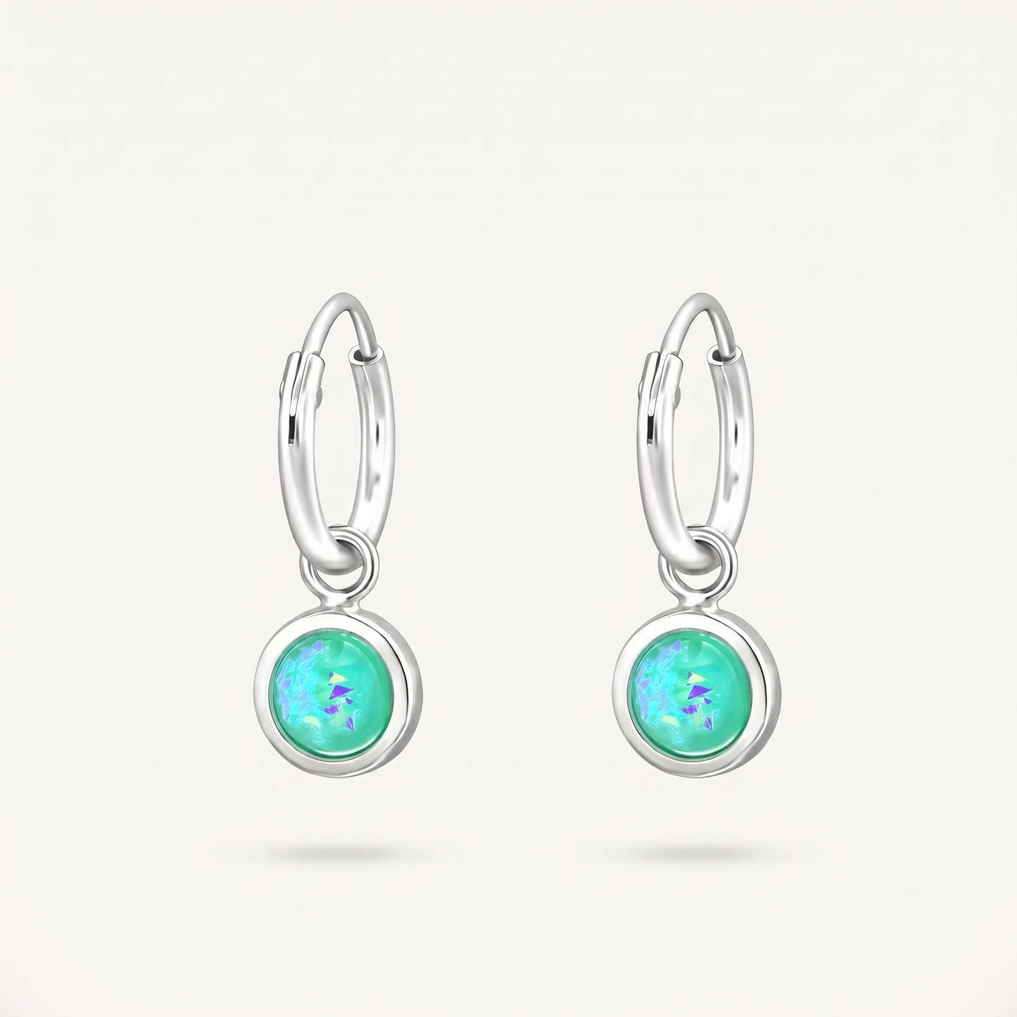 Aretes Ópalo Menta Plata S925