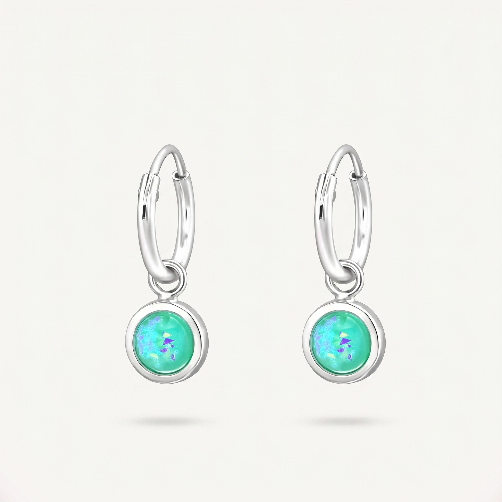 Aretes Ópalo Menta Plata S925
