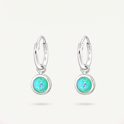 Aretes Ópalo Menta Plata S925