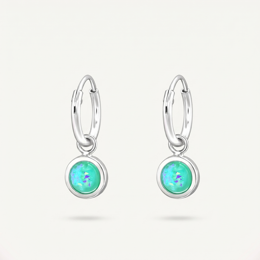 Aretes Ópalo Menta Plata S925
