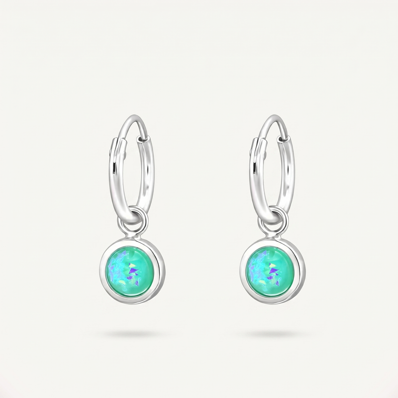 Aretes Ópalo Menta Plata S925