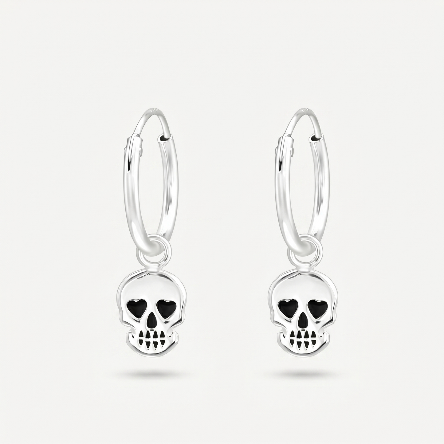 Aretes Calavera Negra Plata S925
