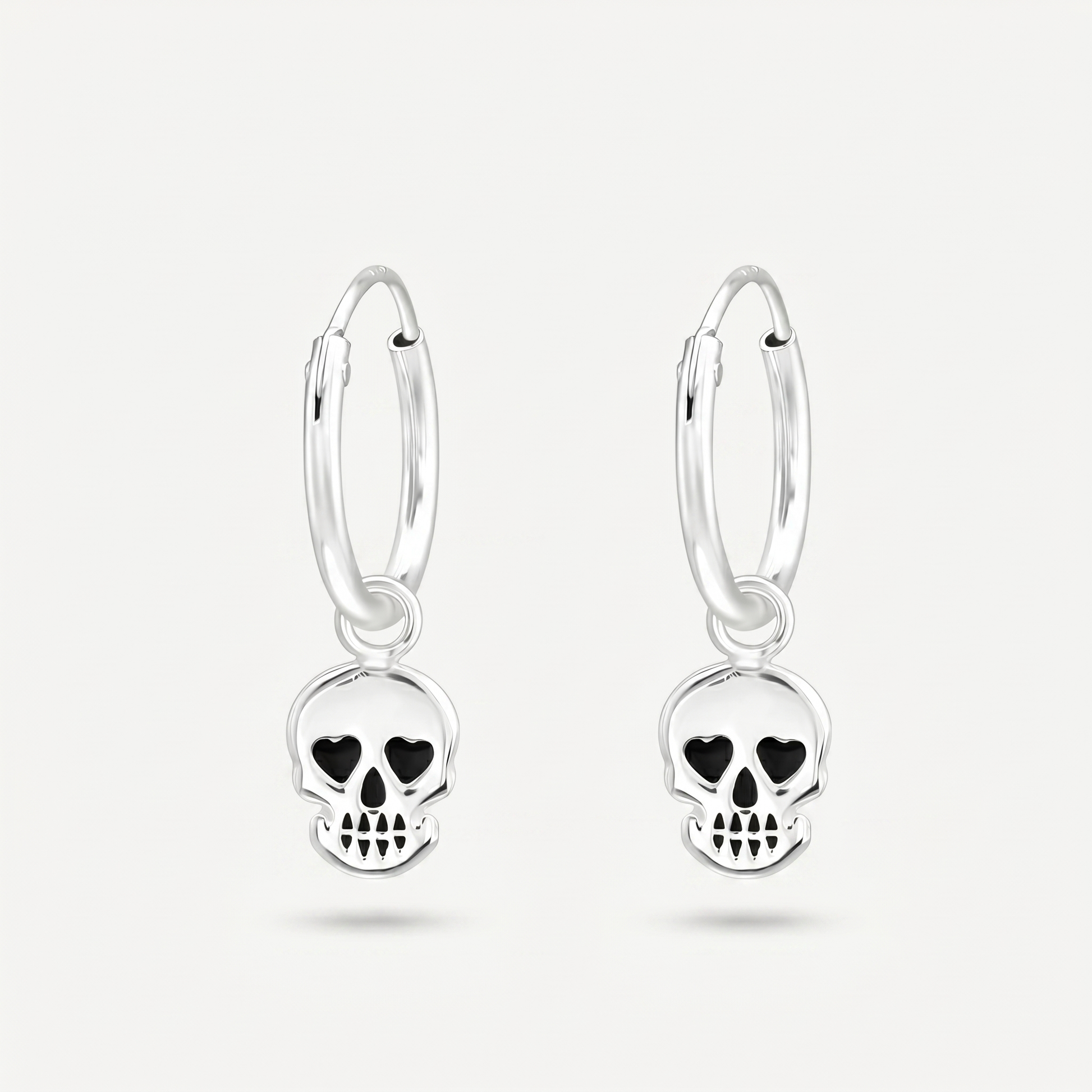 Aretes Calavera Negra Plata S925