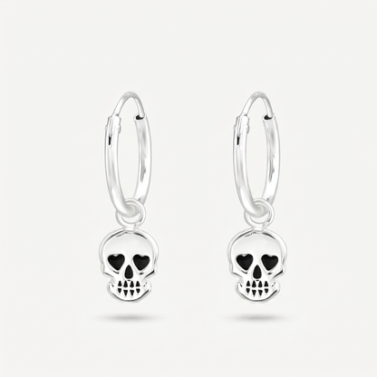 Aretes Calavera Negra Plata S925