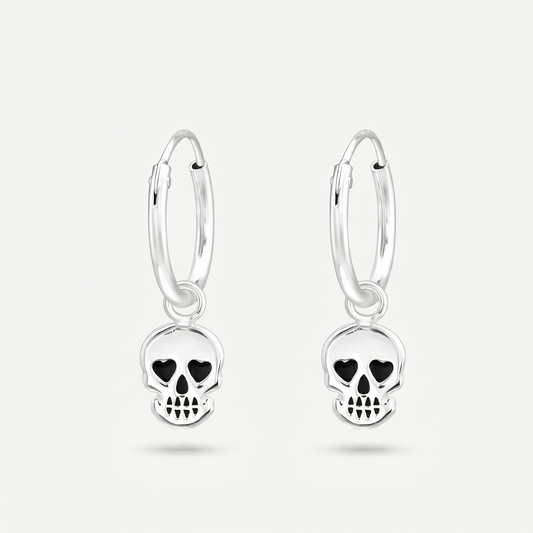 Aretes Calavera Negra Plata S925